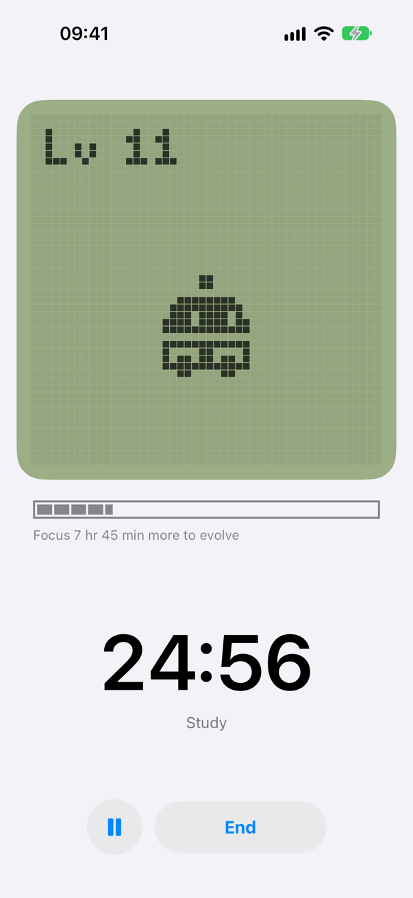 A countdown in progress with pause and End buttons